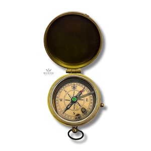 Brass Calendar Compass Antique Finish Maritime Pocket Tool Collectible 5cm