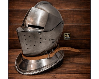 Medieval Close Armet Helmet Steel Knight Armor Cosplay LARP Display