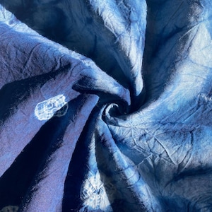 Hand-Dyed Indigo Shibori Fabric: 100% Cotton, Vegan Dye, Boho Style