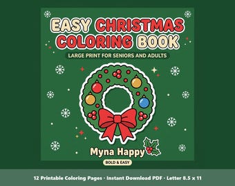 Large Print Christmas Coloring Pages | 12 Printable Easy Holiday Sheets for Seniors and Dementia Care (PDF)
