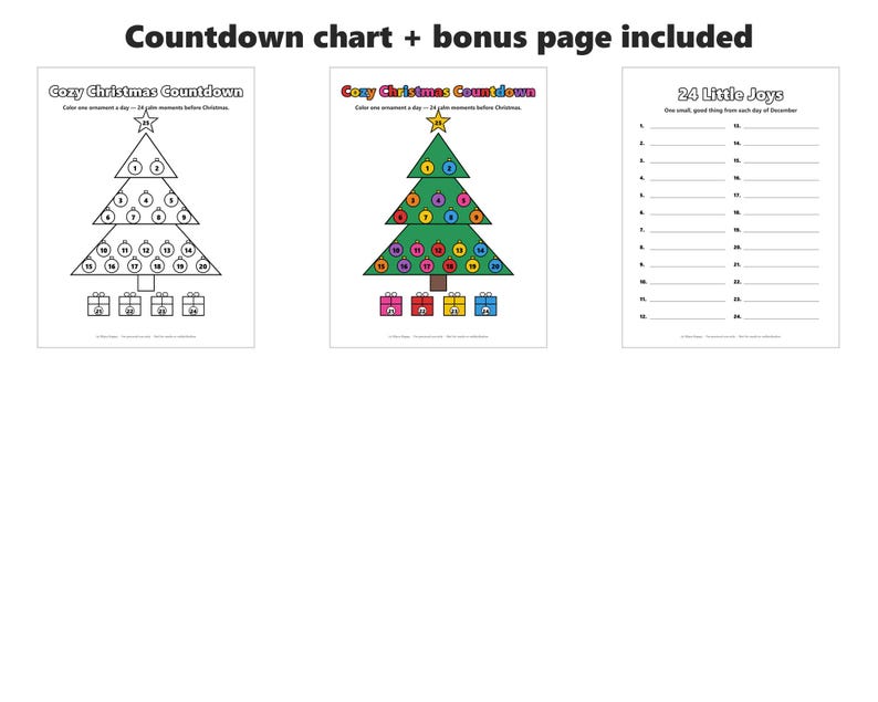 Cozy Christmas Coloring Advent Calendar for Adults, 24 Days Printable Countdown, Bold and Easy image 3