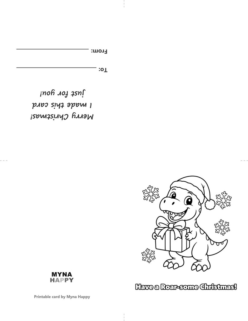 Color Your Own Christmas Cards for Kids, 16 Printable Folded Designs, Classroom Craft PDF image 3