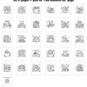 Thanksgiving Coloring Pages for Kids, 31 Printable Turkey, Pumpkin and Fall Sheets, Instant Download image 2