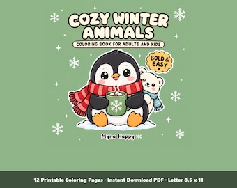 Cozy Winter Animals Coloring Pages | 12 Printable Penguin, Polar Bear and Fox Sheets (PDF)