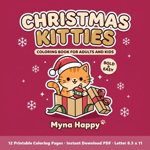 Christmas Cat Coloring Pages | 12 Printable Kitten and Kitty Sheets for Kids and Adults (PDF) image 1
