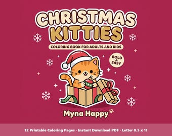 Christmas Cat Coloring Pages | 12 Printable Kitten and Kitty Sheets for Kids and Adults (PDF)