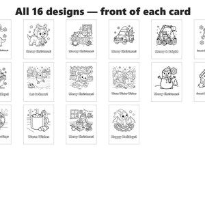 Color Your Own Christmas Cards for Kids, 16 Printable Folded Designs, Classroom Craft PDF image 2
