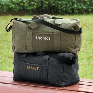 Individuelle bestickte Canvas Seesack,Weekend Bag,Gepäck Messenger Bag,Gepäcktaschen mit Namen,Herren Urlaubstasche,Reisetasche,Geschenk für Männer