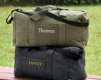 Individuelle bestickte Canvas Seesack,Weekend Bag,Gepäck Messenger Bag,Gepäcktaschen mit Namen,Herren Urlaubstasche,Reisetasche,Geschenk für Männer