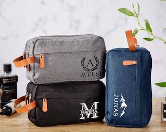 Personalized Waterproof Canvas Wash Bag,Name Bathroom Bag,Makeup Bag for Him,Large Capacity Cosmetic Bags,Groomsmen Gifts,Gift for Man