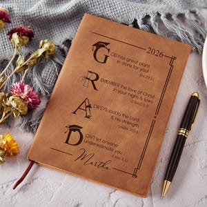 Personalized Leather Journal,Graduation Bible Verse God,Custom Notebook With Name,Personalized Graduation Advice Book,Graduation Gifts