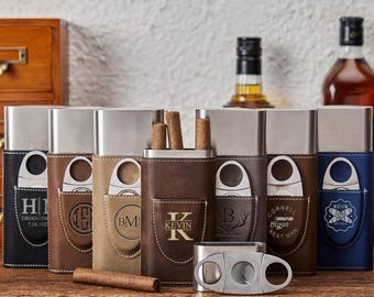 Personligt cigarrfodral, Anpassat graverat cigarrhållare, Personliga cigarrtillbehör, Presenter till svensexa, Presenter till marskalk, Present till honom