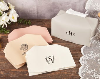 Personligt näsduksaskfodral med monogram, modernt läderfodral för näsduksask, servettfodral i baksätet för bil, hotellrestaurang/café