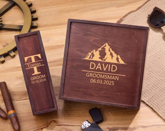 Boîte à cigares personnalisée en cadeau de garçon d'honneur