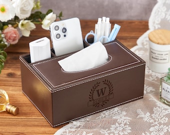 Personalized Engraved Leather Remote Caddy,Remote Control Storage Box,Paper Towel Box,Multifunctional Tissue Box,Home Decor,Office Decor