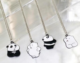 WLP Nette Panda Bär Anhänger Halskette - Lustige Cartoon Milch Choker für Frauen, Männer und Paare Trendy Geschenk Idee 2024 Modeschmuck Accessoire
