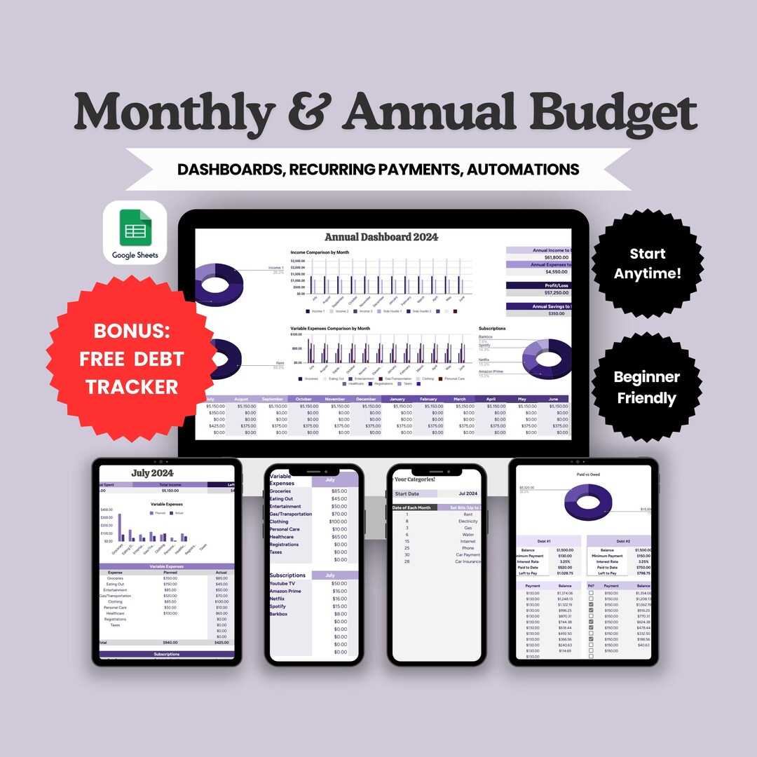 Spreadsheet Template, Google Sheets Template, Subscription Tracker ...