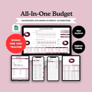Annual Budget, Bill Calendar, Budget Google Sheets, Budget Spreadsheet, Finance Planner, Google Sheets Templates