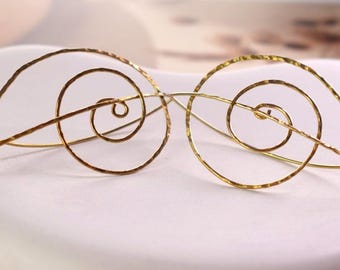 Orbit Spiral Hoops - Abstract Brass Wire Earrings in Artistic Spiral Shape.