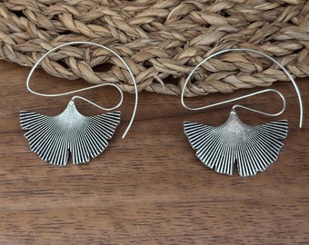 Ginkgo Whisper Earrings – Sculpted Sterling Silver Botanical Statement Drops.