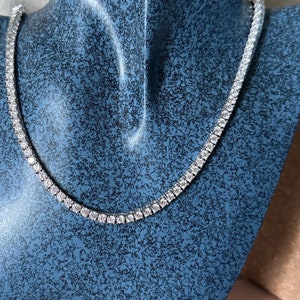 3.0mm Moissanite Tennis Necklace Certified D VVS1 Ready to Ship 925/18K White Yellow Gold