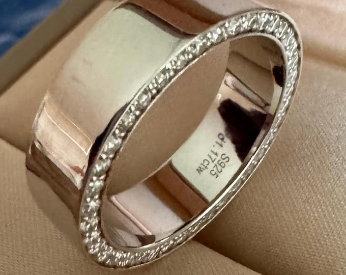 Moissanite Hidden Halo Wedding Ring Unisex Wedding Bands 925/18k