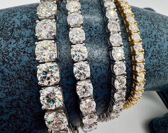 5.0mm D VVS1 Moissanite Tennis Bracelet: 925/18K Certified