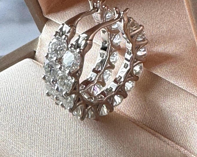 Moissanite Hoop Earrings: 18k Gold Plated Sterling Silver, 7.2 Carat