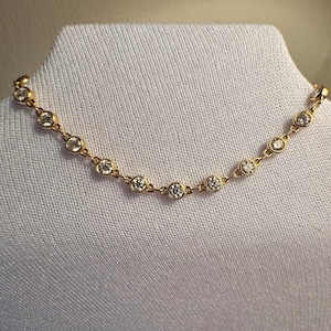 14k 2.5mm Bezel link chain D VVS1 Moissanite Tennis Necklace