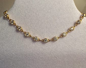 14k 2.5mm Bezel link chain D VVS1 Moissanite Tennis Necklace