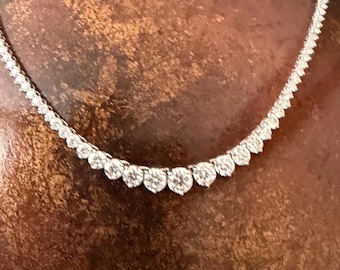 Graduated Tennis Necklace all Moissanite Certified D VVS1
