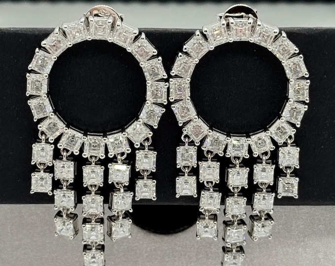 Moissanite Earrings Custom Designed Chandelier Earrings GRA 925/18k