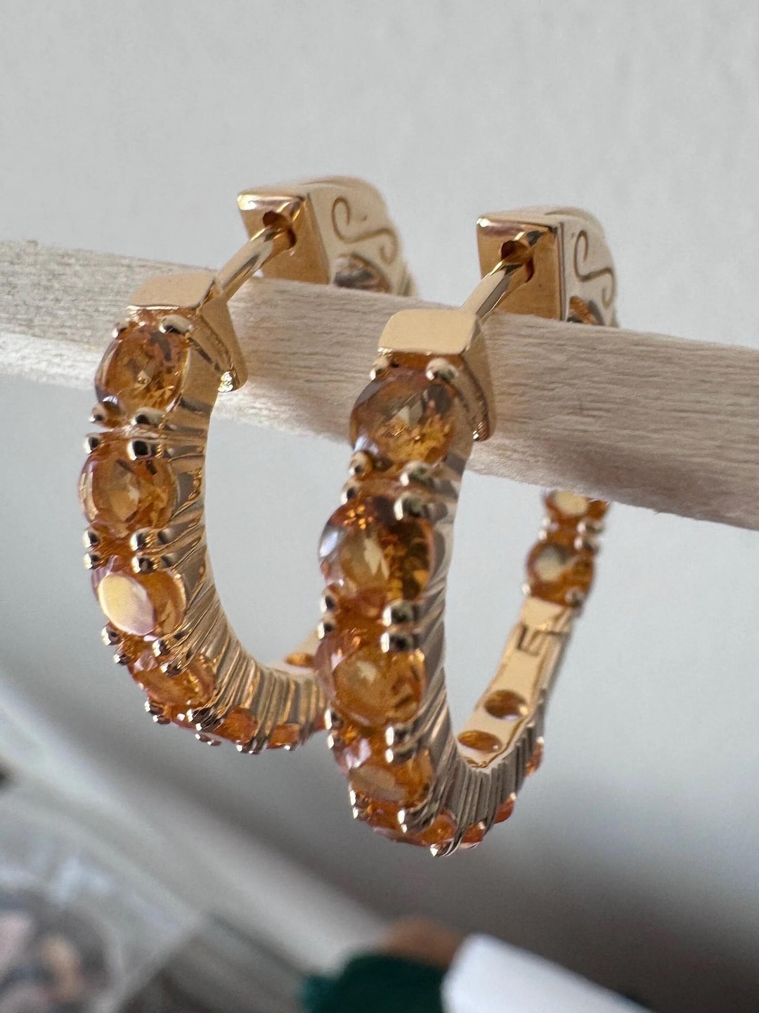 Citrine Small Hoop Earrings in Gold