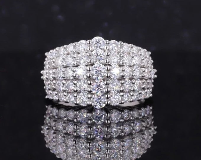 Moissanite Anniversary Ring One of a Kind Design 925/18k, 14k, Platinum