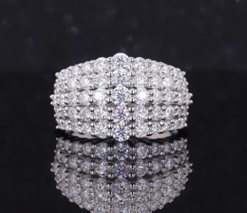 Stepped Moissanite Ring Certified D VVS1 Anniversary Ring 925/18k Size 7