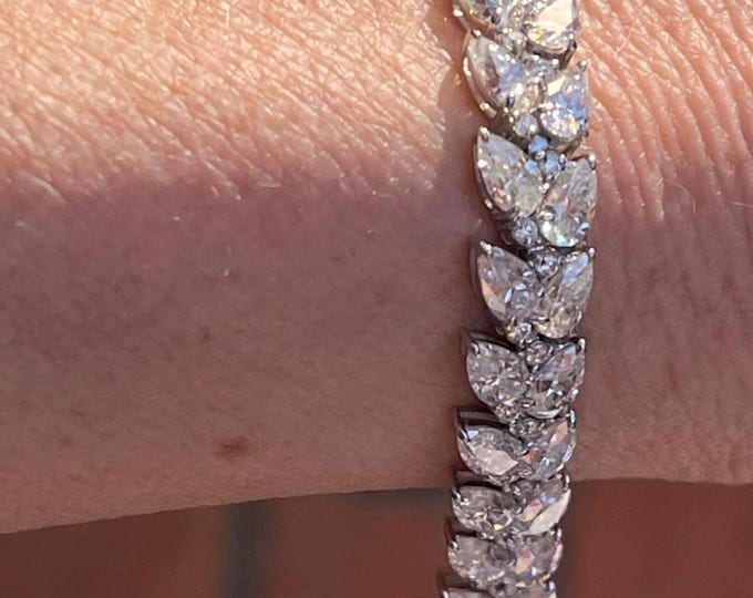 14k White Gold Moissanite Tennis Bracelet Double Marquis Brilliant Tennis Chain au 585