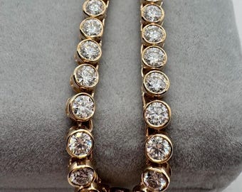 No-Flip Moissanite 3.5mm Tennis Necklace: 11ct D VVS1 Bezel Set, 14k, 10k and 925