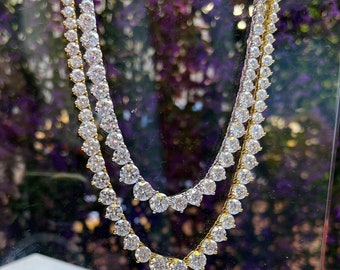 Graduated Moissanite Tennis Necklace, 18k White Gold Over Sterling Silver