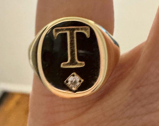 Personalized Initial Moissanite Ring: Sterling Silver Pinky Ring