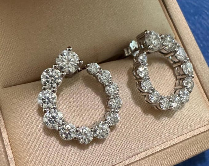 Graduated Moissanite Open Circle Earrings 20mm sterling silver 925/18k