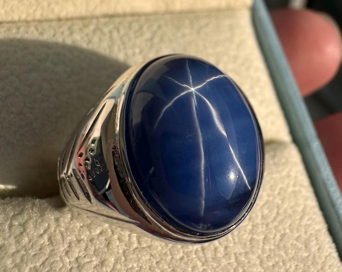 Star Sapphire Signet Ring: 18k Gold Plated Sterling Silver