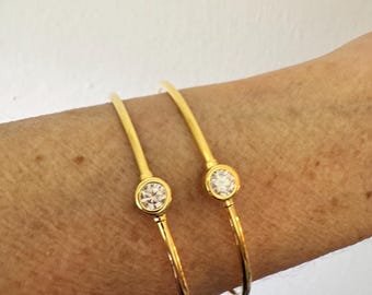14k Moissanite Solitaire Bangle Bracelet 5.0mm Certified D VVS1 Moissanite 925/18k