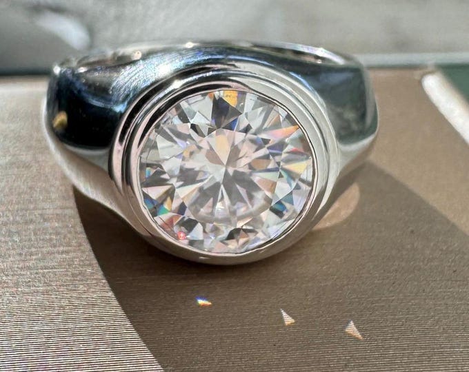 4.0 CTW Moissanite Ring Dome Ring Gifts for him 925/18k