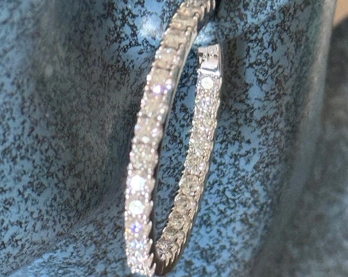 Moissanite inside-outside hoop Earrings 3.0mm GRA Certified D VVS1 36mm diameter