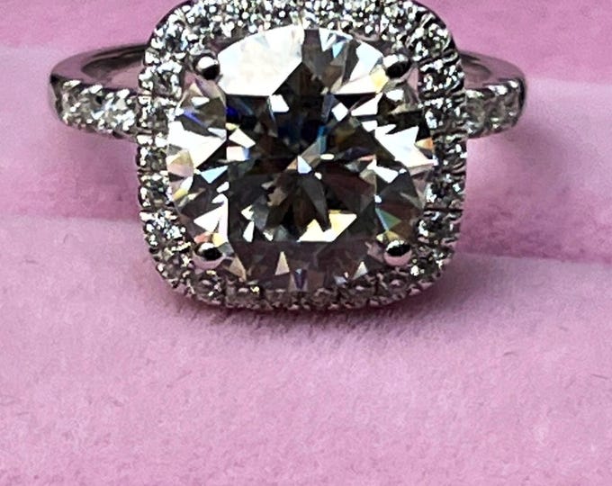 4 Carat Moissanite Halo Engagement Ring
