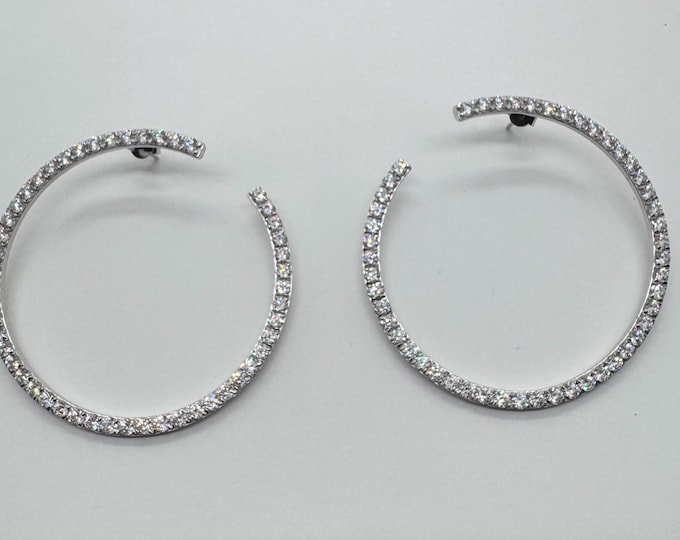 Round cut 3.0mm Moissanite Large Circular Statement Earrings Custom Designed Earrings GRA 925/18k