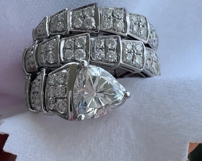 Moissanite Coil Ring 4.0 carat Trillion Pave Flexi Ring