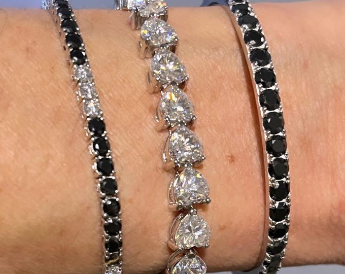 Heart Moissanite Tennis Bracelet: 925/18K, Certified VVS1