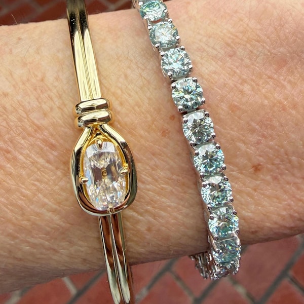 Oval OMC Moissanite Bangle Bracelet