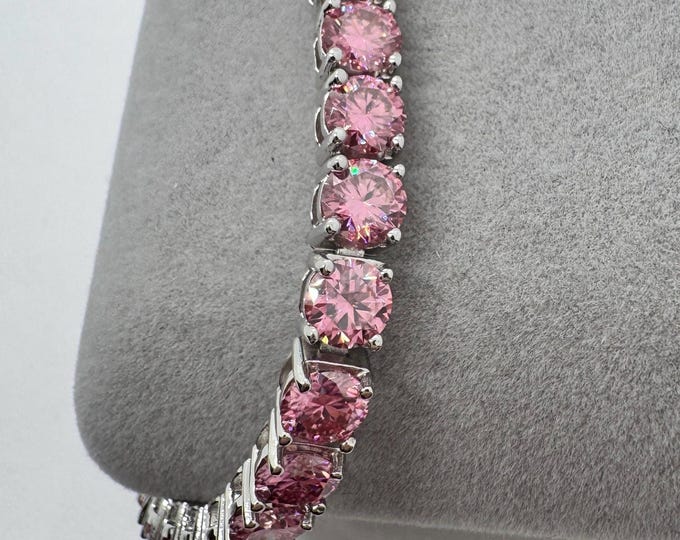 5.0mm Pink Moissanite Tennis Bracelet GRA certified VVS1 925/18K